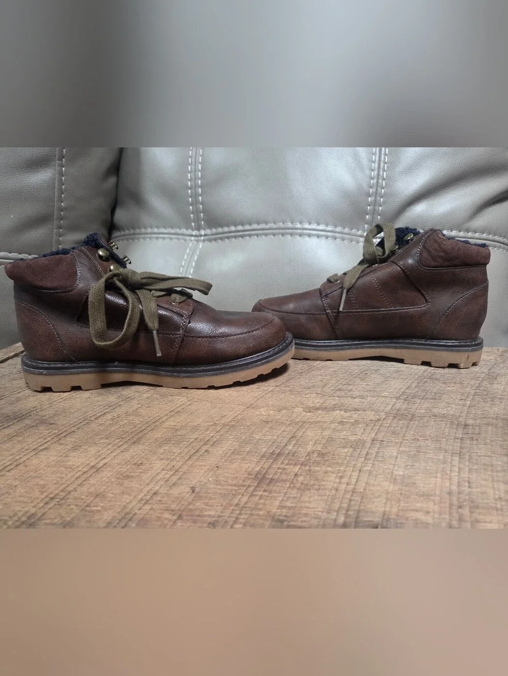 Cat & Jack Toddler Boys Archer Faux Leather Hiking Ankle Boots Brown Size 4 B1L